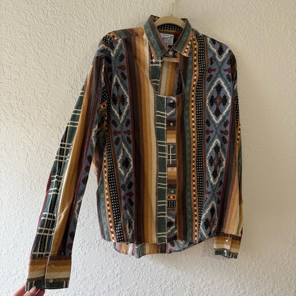 Vtg Rockmount Ranch Wear Geometric Pattern Shirt